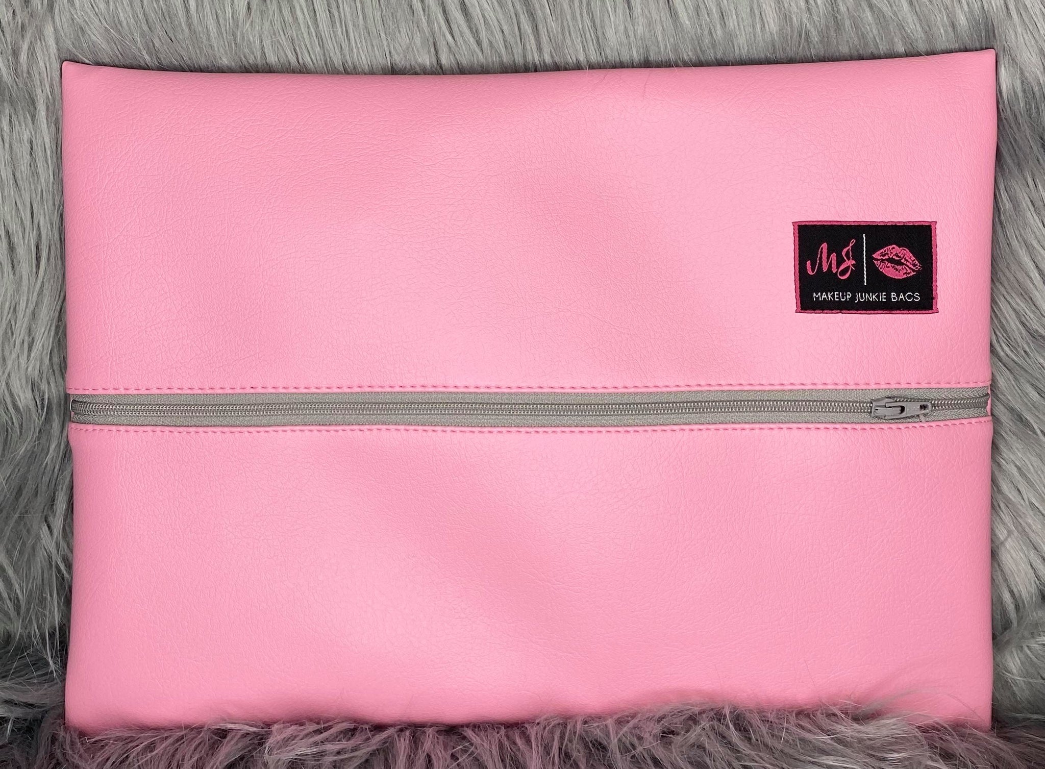 Smooth Pink Leather w/ Gray Zip MJ Bag