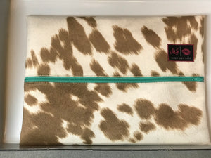 Tan Your Hide Turquoise Zipper MJ Bag