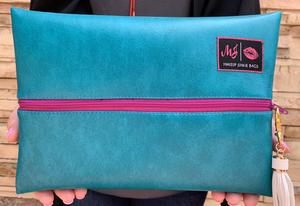 Teal w/ Magenta Zipper MJ Bag